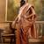 copper rose banarasi jacquard saree with intricate zari weaving & tassel pallu     unstitched blouse