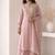 Peach embroidered roman silk salwar suit