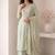 Sea green embroidered roman silk salwar suit
