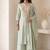 Sea green embroidered roman silk salwar suit