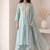 Sky blue embroidered roman silk salwar suit