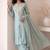 Sky blue embroidered roman silk salwar suit