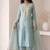 Sky blue embroidered roman silk salwar suit