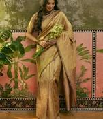 beige woven design saree with subtle border
