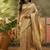 beige woven design saree with subtle border