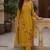 Yellow embroidered georgette straight suit