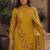 Yellow embroidered georgette straight suit