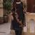Black embroidered georgette strainght suit