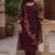 Wine embroidered georgette srainght suit