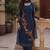Dark royal blue embroidered georgette srainght suit