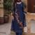 Dark royal blue embroidered georgette srainght suit