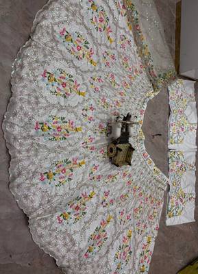 white color Embroidery Sequins Work Satin Silk blend Lehenga Choli set 2