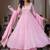 Pink faux georgette party wear embroidery anarkali suit set