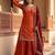 Orange heavy sindoor fandy silk party wear embroidery suit set