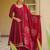 Red heavy roman silk party wear embroidery anarkali suit set