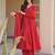 Red heavy roman silk party wear embroidery anarkali suit set