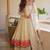 Cream pure cosmos silk party wear embroidery anarkali suit set