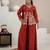 Brown heavy roman silk party wear embroidery sharara suit set