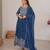 Navy blue georgette anarkali suit set with dupatta