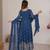 Navy blue georgette anarkali suit set with dupatta