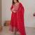 Red georgette anarkali suit set with dupatta