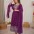 Purple georgette anarkali suit set with dupatta