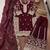 Wine fendy silk blend sequin embroidered suit set with dupatta