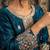 Teal blue fendy silk blend sequin embroidered suit set with dupatta