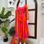 Orange digital print georgette anarkali suit set with dupatta