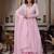 Pink handwork anarkali suit set with palazzo & dupatta