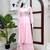 Pink handwork anarkali suit set with palazzo & dupatta