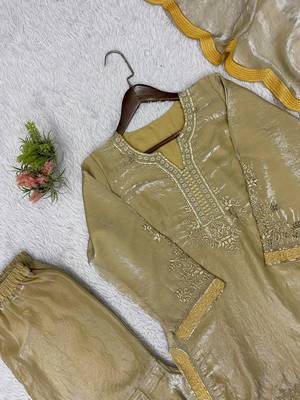 Gold fendy sequin kurta palazzo set with dupatta 4