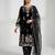 Black glass roman kurta pant set with organza dupatta