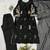 Black glass roman kurta pant set with organza dupatta