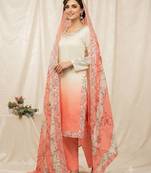 Coral crepe silk blend mirror kurta pant set with dupatta
