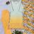 Yellow crepe silk blend mirror kurta pant set with dupatta