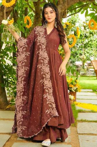 Orange crunchy kurta sharara set with dupatta