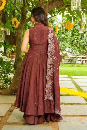 Orange crunchy kurta sharara set with dupatta