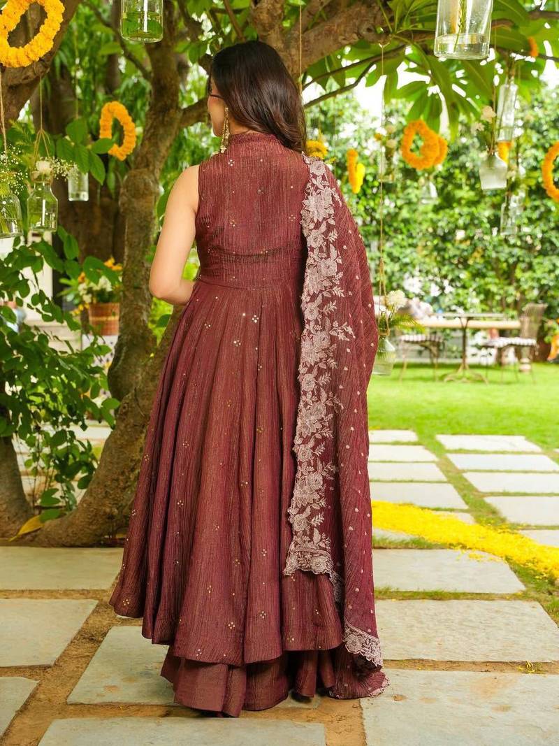 Orange crunchy kurta sharara set with dupatta