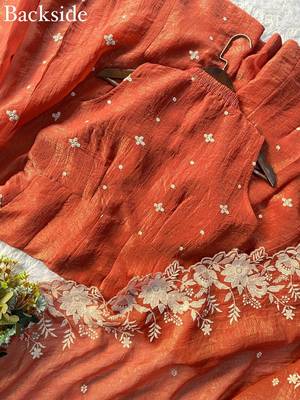 Orange crunchy kurta sharara set with dupatta 4