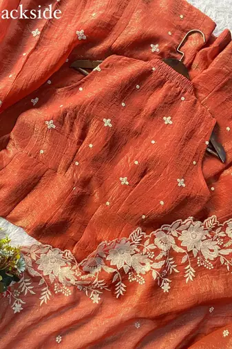 Orange crunchy kurta sharara set with dupatta