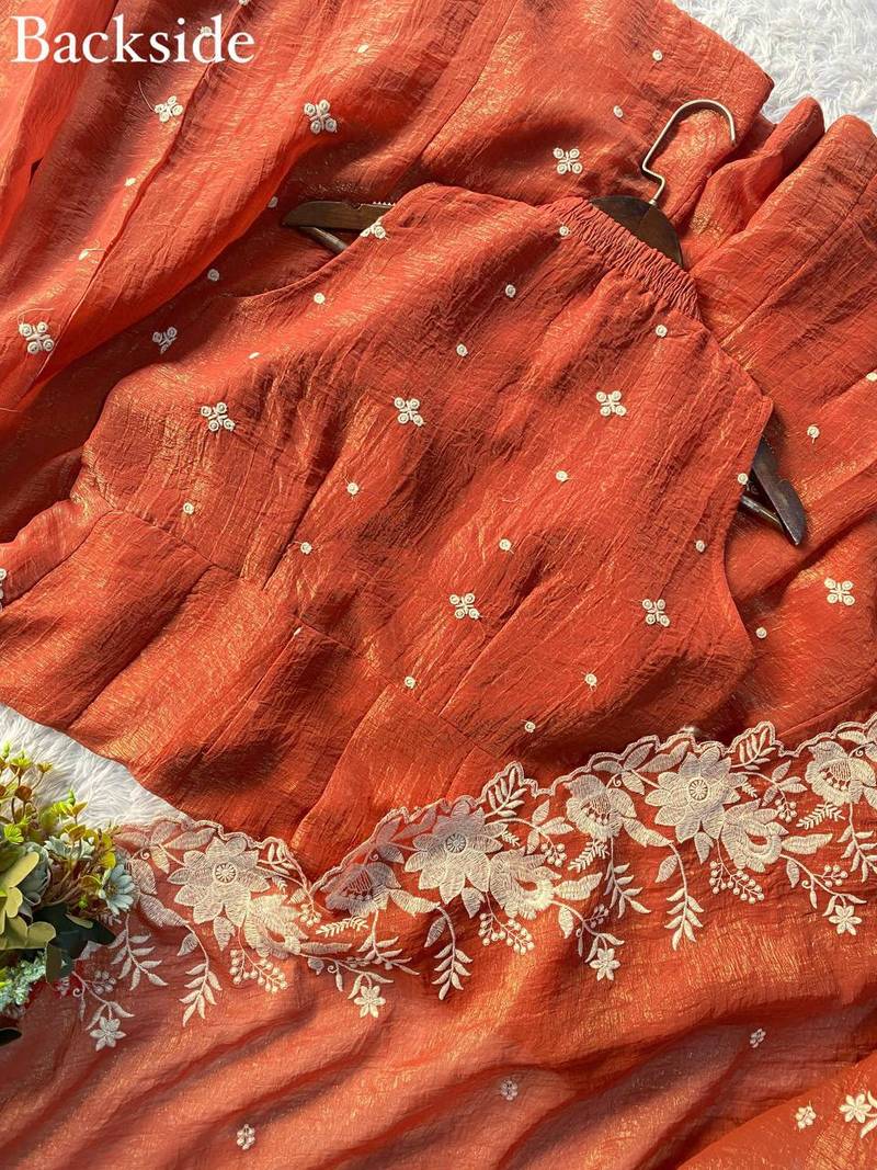 Orange crunchy kurta sharara set with dupatta