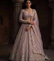 Onion Pink color Coding Sequins Work Net Lehenga Choli set 