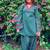 Women's green floral print kurti with farshi pant & dupatta set