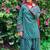 Women's green floral print kurti with farshi pant & dupatta set