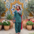 Women's green floral print kurti with farshi pant & dupatta set