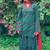 Women's green floral print kurti with farshi pant & dupatta set