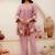 Trendy pink floral cutwork hem tunic top with trouser