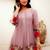 Trendy pink floral cutwork hem tunic top with trouser