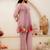 Trendy pink floral cutwork hem tunic top with trouser